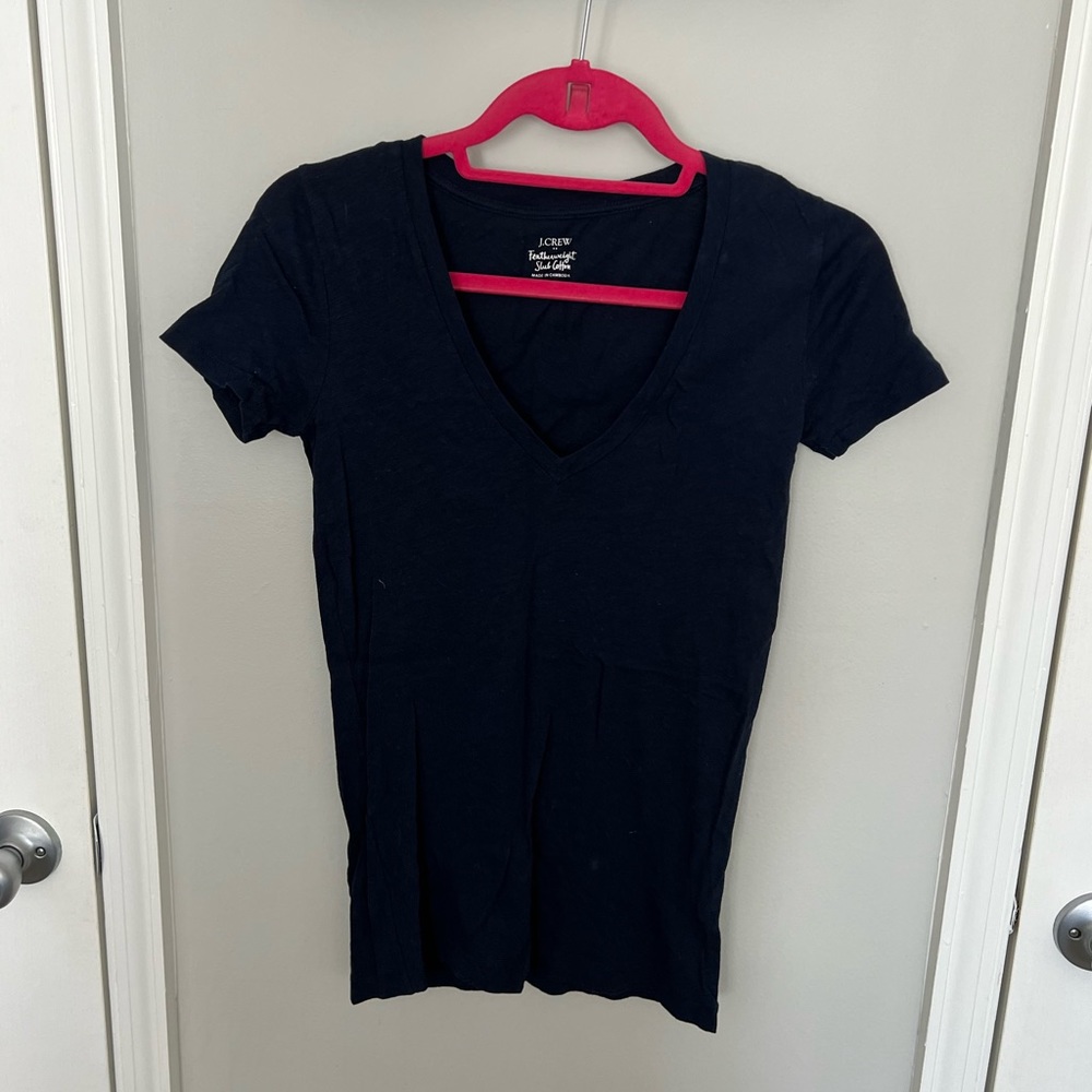 J Crew Featherweight V-Neck Navy